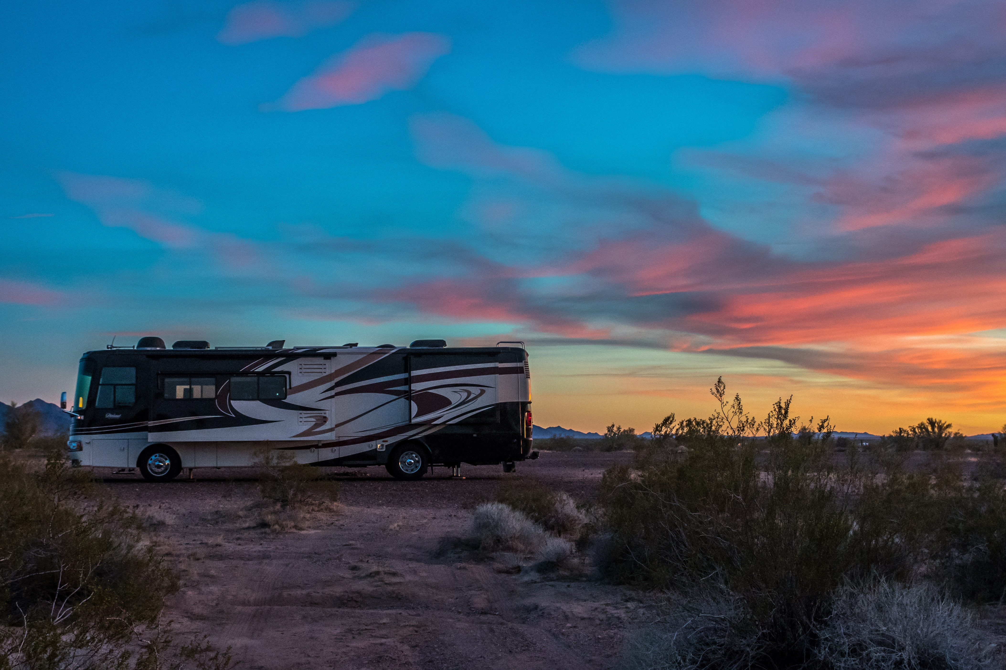 RV at sunset